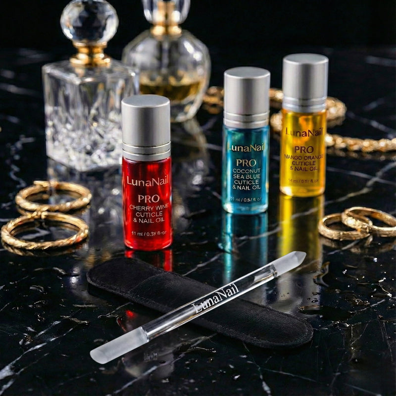 LunaNail cuticle oil ingredients with vitamin E and jojoba
