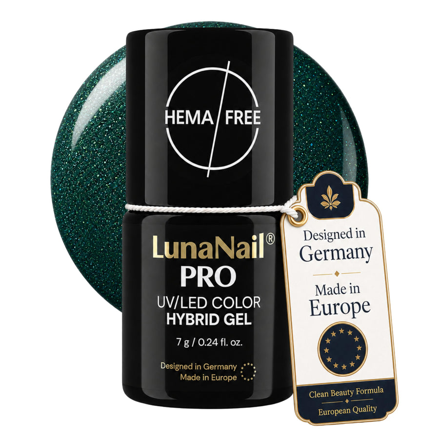 LunaNail gel polish Norway Aurora Green Glitter